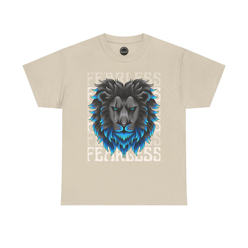 Fearless Lion Unisex Heavy Cotton Tee, Graphic Tee, Animal Lover Apparel, Motivational Shirt, Gift for Him/Her, Casual Wear