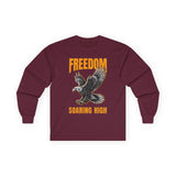 Freedom Soaring High Long Sleeve Tee | Unisex Cotton Shirt, Eagle Graphic Tee, Casual Wear