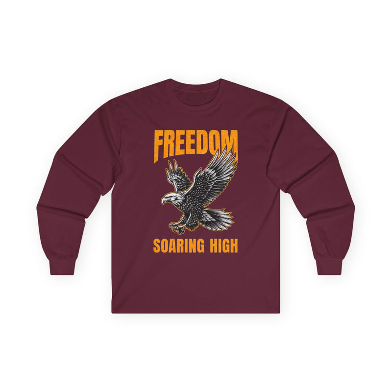 Freedom Soaring High Long Sleeve Tee | Unisex Cotton Shirt, Eagle Graphic Tee, Casual Wear