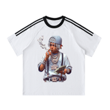 Contrast Tape Crewneck Cotton T-Shirt