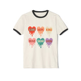 Unisex Cotton Ringer T-Shirt - Love, Hope, Kindness | Trendy Graphic Tee for Positive Vibes.