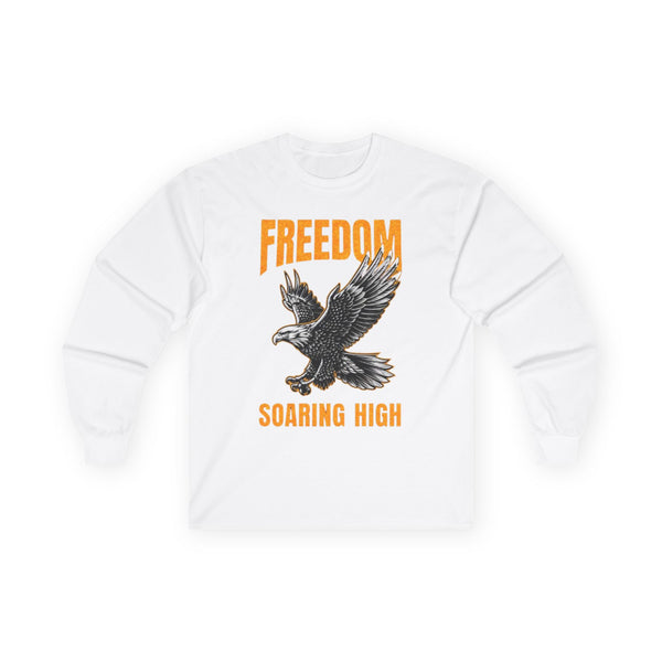 Freedom Soaring High Long Sleeve Tee | Unisex Cotton Shirt, Eagle Graphic Tee, Casual Wear