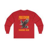 Freedom Soaring High Long Sleeve Tee | Unisex Cotton Shirt, Eagle Graphic Tee, Casual Wear