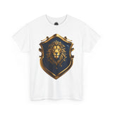 Majestic Lion Shield Unisex Heavy Cotton Tee | Cool Graphic Tee for Animal Lovers
