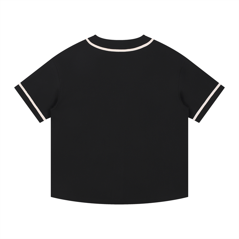 Contrast Piped Button-Up Jersey