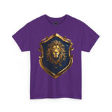Majestic Lion Shield Unisex Heavy Cotton Tee | Cool Graphic Tee for Animal Lovers