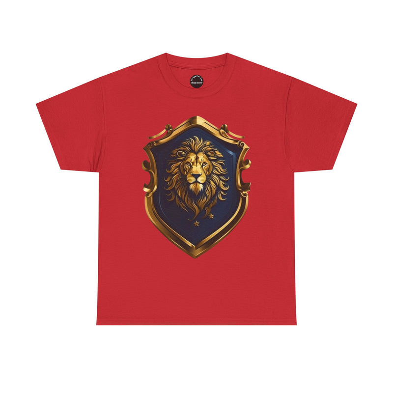 Majestic Lion Shield Unisex Heavy Cotton Tee | Cool Graphic Tee for Animal Lovers