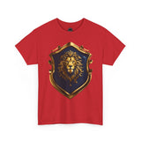 Majestic Lion Shield Unisex Heavy Cotton Tee | Cool Graphic Tee for Animal Lovers