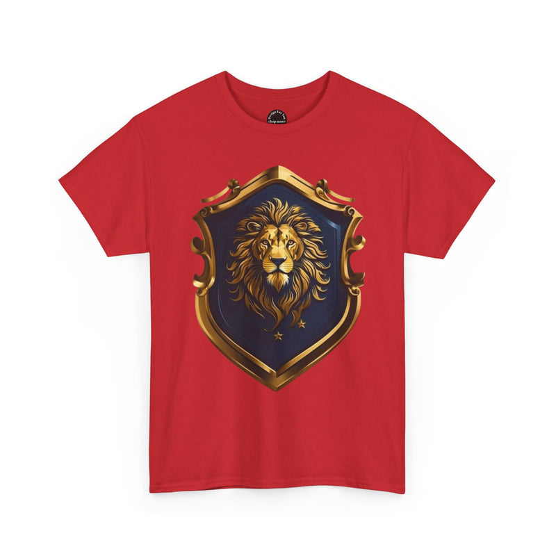 Majestic Lion Shield Unisex Heavy Cotton Tee | Cool Graphic Tee for Animal Lovers