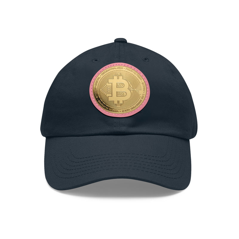 Stylish Bitcoin Dad Hat with Leather Patch, Casual Baseball Cap, Perfect Gift for Crypto Enthusiasts