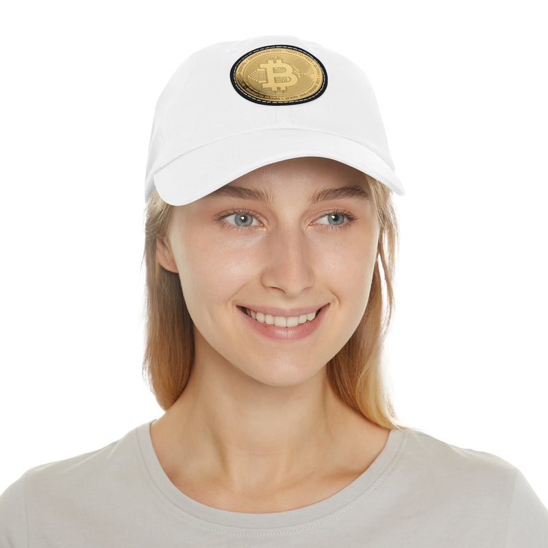Stylish Bitcoin Dad Hat with Leather Patch, Casual Baseball Cap, Perfect Gift for Crypto Enthusiasts