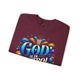 Printify God is in Control Sweatshirt - Bold Inspirational Design