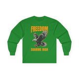 Freedom Soaring High Long Sleeve Tee | Unisex Cotton Shirt, Eagle Graphic Tee, Casual Wear