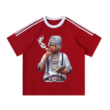 Contrast Tape Crewneck Cotton T-Shirt