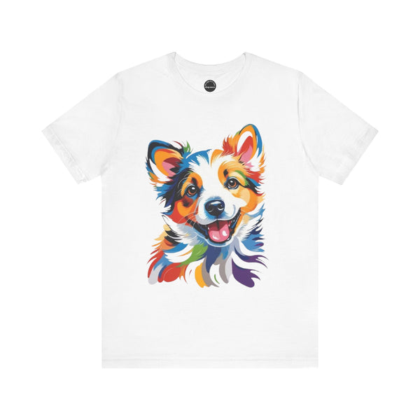 Colorful Corgi Portrait T-Shirt, Dog Lover Gift, Pet Themed Tee, Animal Art Apparel, Casual Wear, Everyday Style