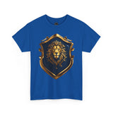 Majestic Lion Shield Unisex Heavy Cotton Tee | Cool Graphic Tee for Animal Lovers