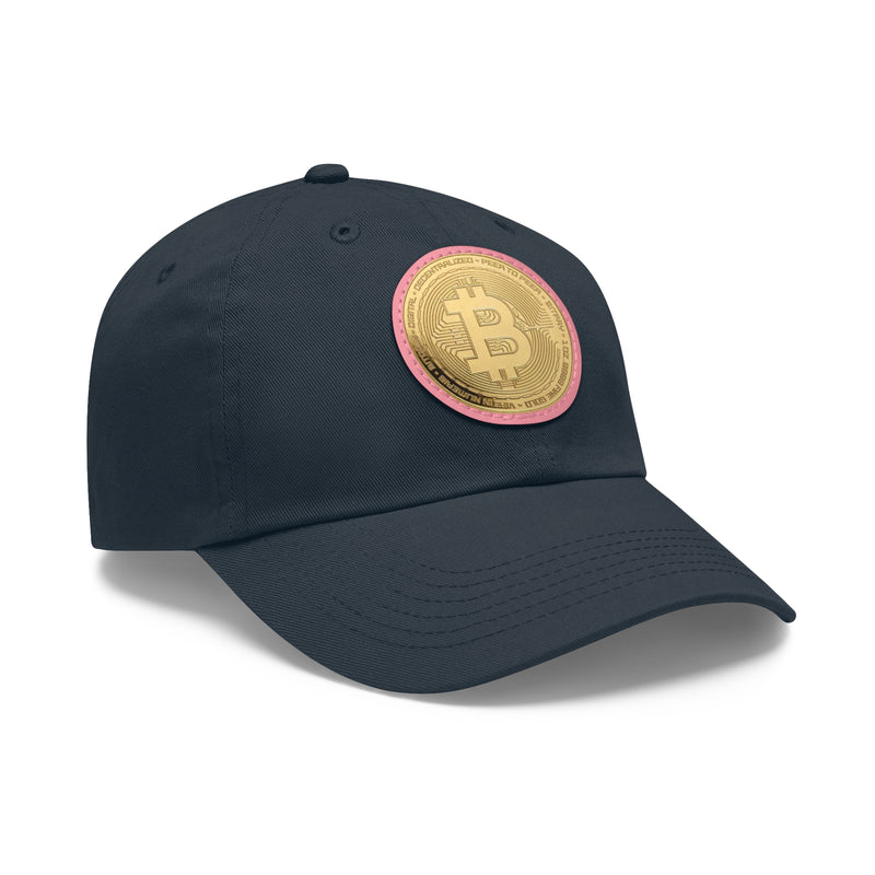 Stylish Bitcoin Dad Hat with Leather Patch, Casual Baseball Cap, Perfect Gift for Crypto Enthusiasts