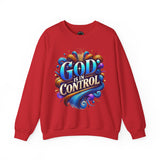 Printify God is in Control Sweatshirt - Bold Inspirational Design