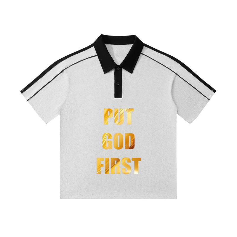 Contrast Collar Short-Sleeve Polo Shirt