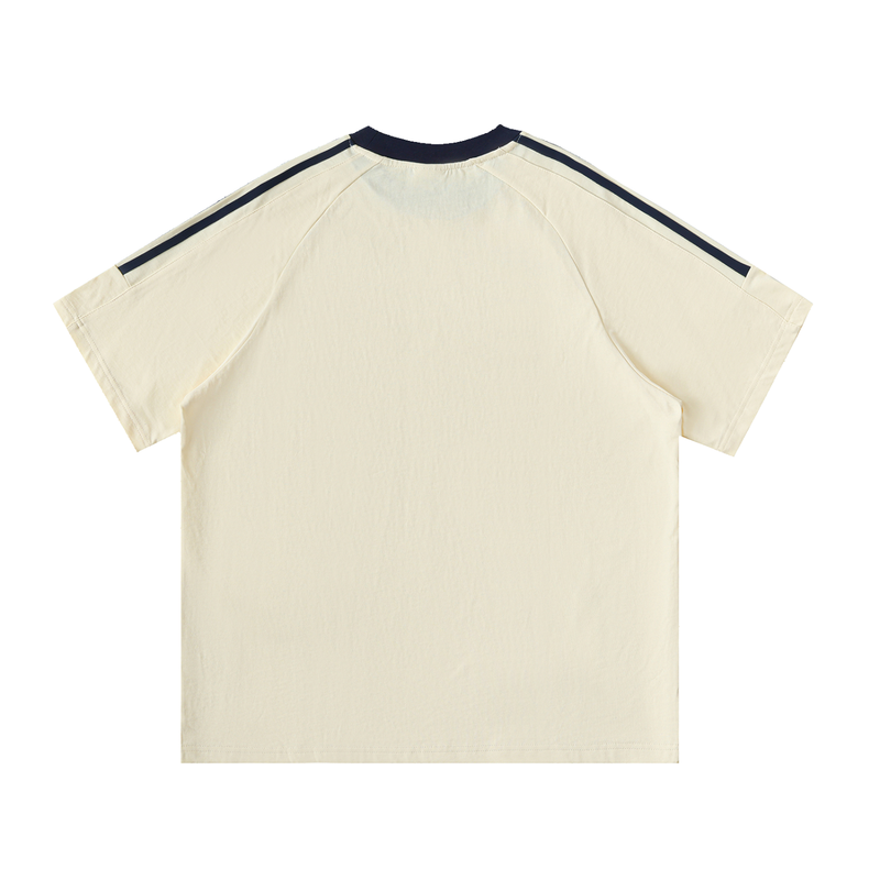 Contrast Tape Crewneck Cotton T-Shirt