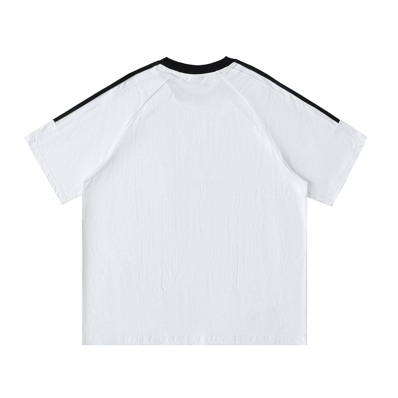 Contrast Tape Crewneck Cotton T-Shirt