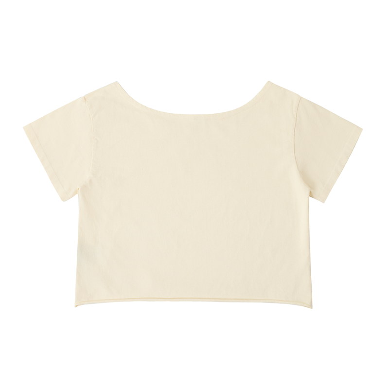 Off-Shoulder Rolled Hem Cotton T-Shirt