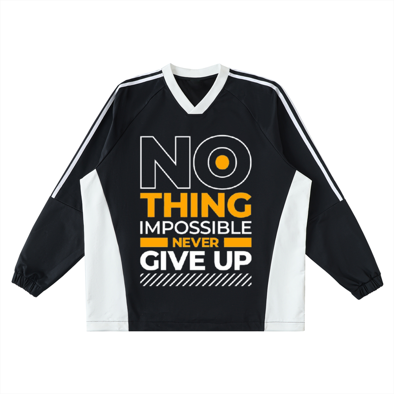 Color-Block V-Neck Long-Sleeve T-Shirt