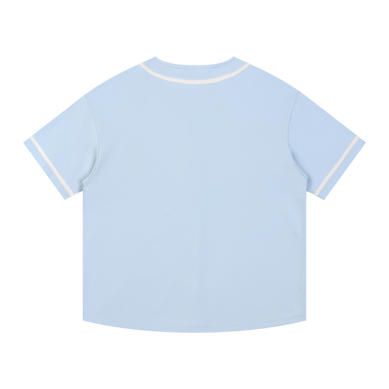 Contrast Piped Button-Up Jersey