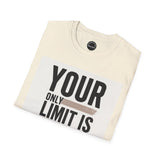 Printify cream inspirational quote t-shirt folded showing your only limit is design