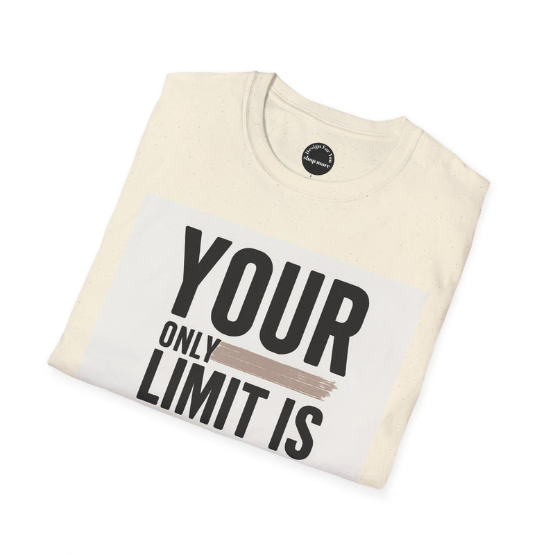 Printify cream inspirational quote t-shirt folded showing your only limit is design